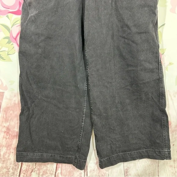 NEW Free People We The Free Fields of Flowers Wide Leg Black Denim Overalls XL - Picture 8 of 15